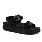 Fantasy Sandals Junia Black Leather Raffia moteriškos basutės