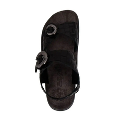 Fantasy Sandals Junia Black Leather Raffia moteriškos basutės