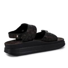 Fantasy Sandals Junia Black Leather Raffia moteriškos basutės