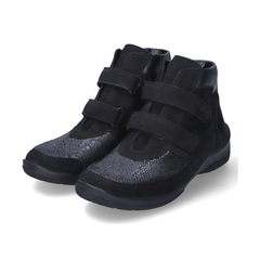 Waldläufer 312H81 316 001 – moteriški juodi batai su lipukais